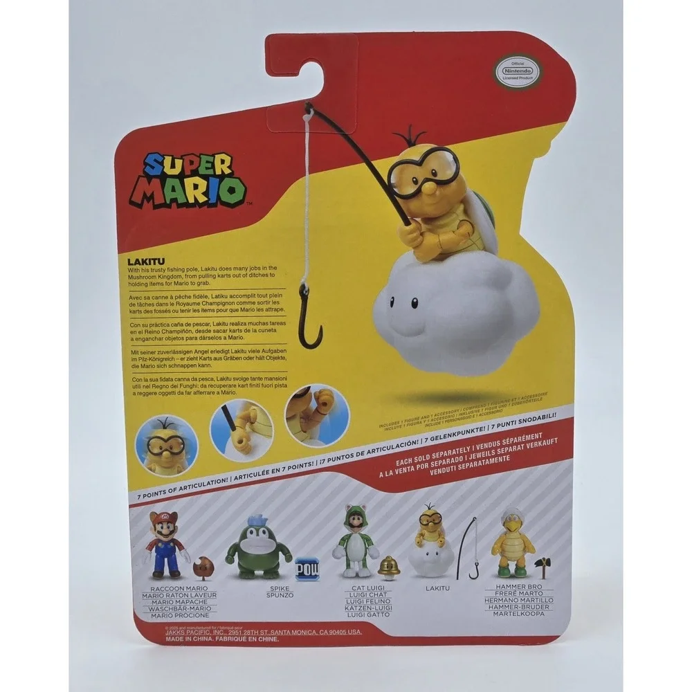 Jakks Pacific Super Mario Lakitu Fishing‎ Pole Action Figure Nintendo New